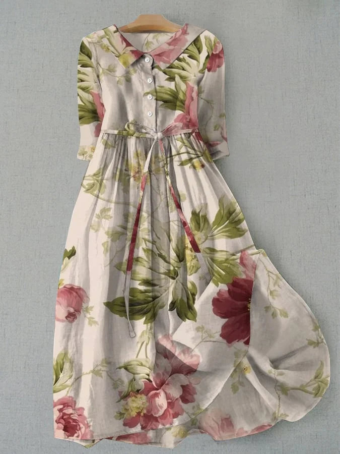 Vintage Blumen Schnürung Damen Sommerkleid