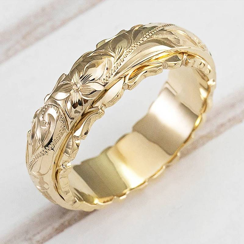 Eleganter Damen Vintage Blumen Ring Gold