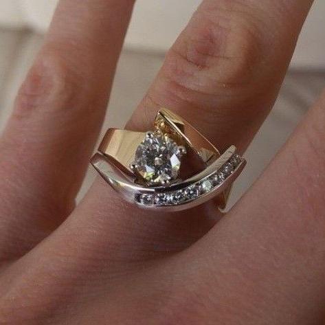 Eleganter Damen Zirkonia Ring in Gold & Silber