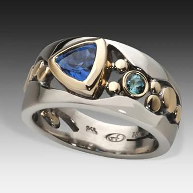 Vintage Blauer Kristall Damen Ring