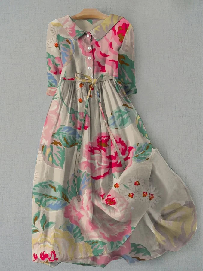 Elegantes Damen Sommerkleid Kurzarm Blumenmuster