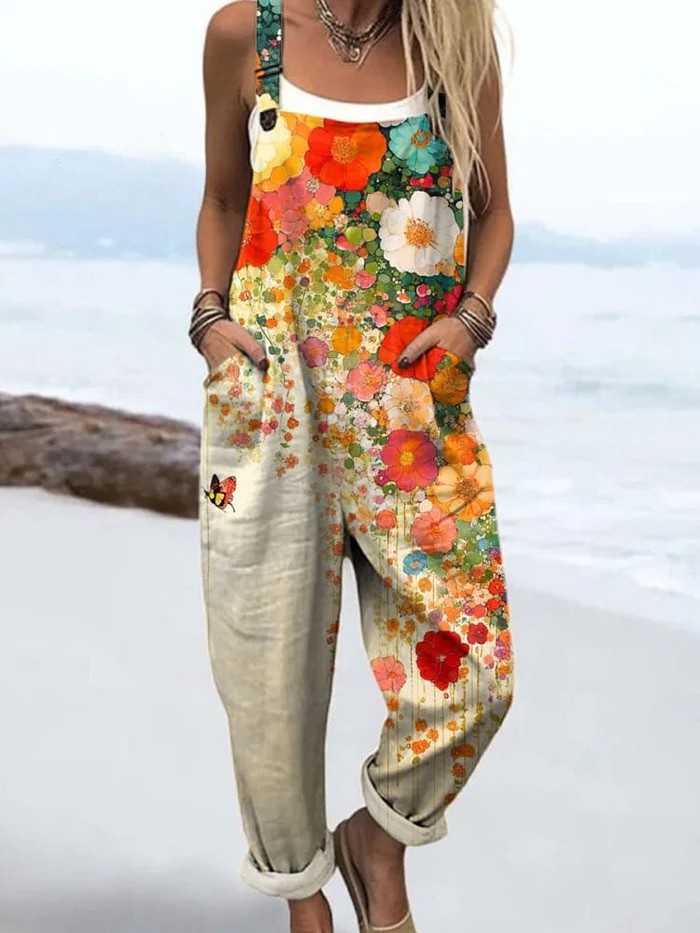 Vintage Blumen Damen Jumpsuit