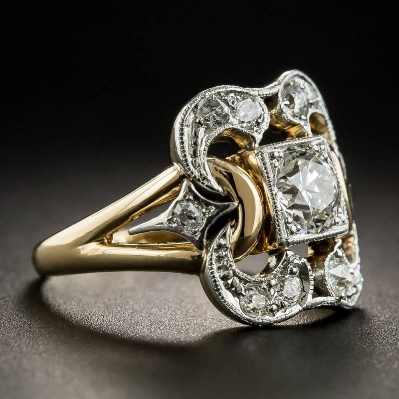 Eleganter Vintage Damen Zirkonia Ring Gold