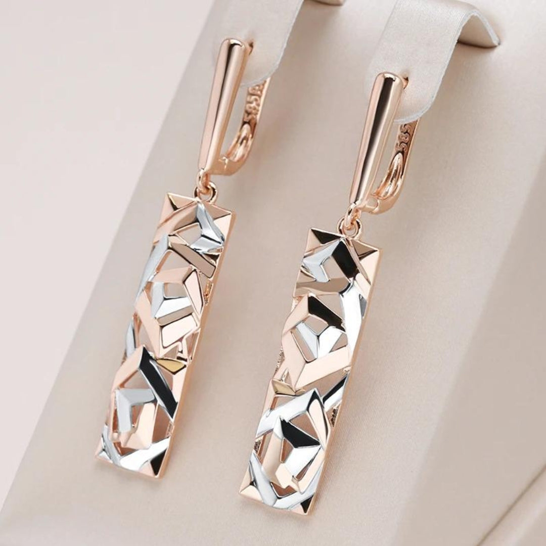 Rechteckige Damen Halskette Rosegold Silber