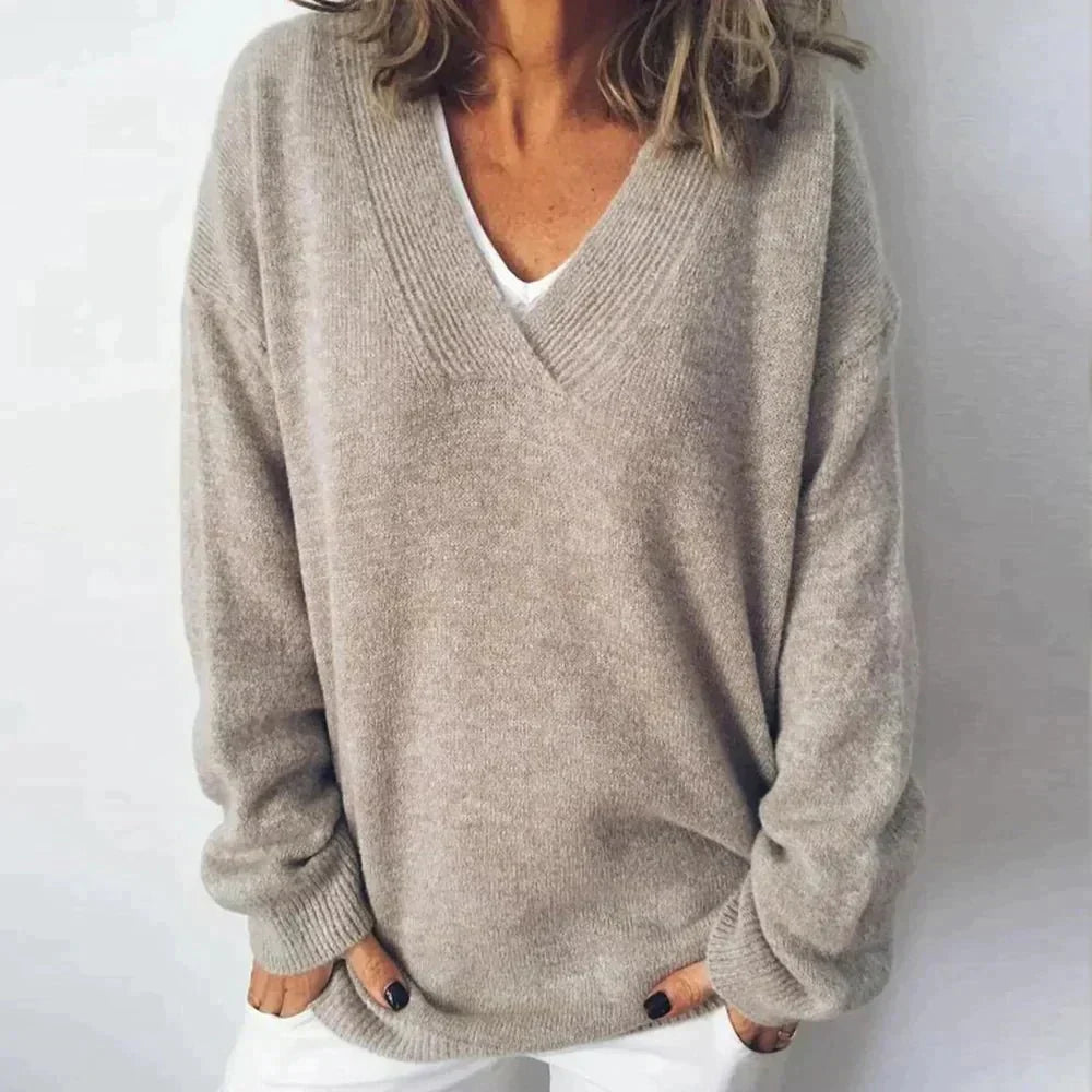 Eleganter Pullover mit V-Ausschnitt für Damen