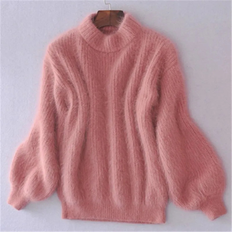 Flauschiger Rollkragenpullover für Damen