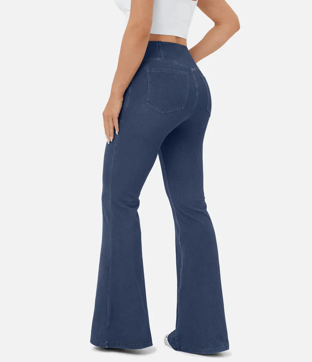 Damen-Hochtaillierte Retro-Flare-Hose mit Überkreuzbund