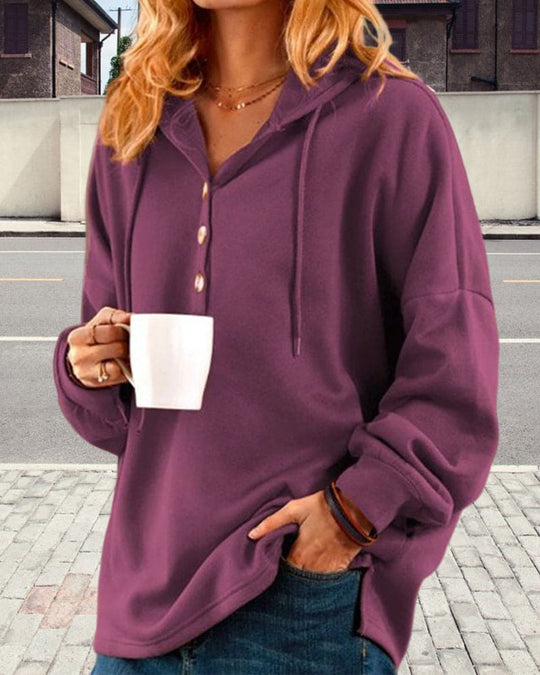 Damen-Kapuzenpullover mit Knöpfen