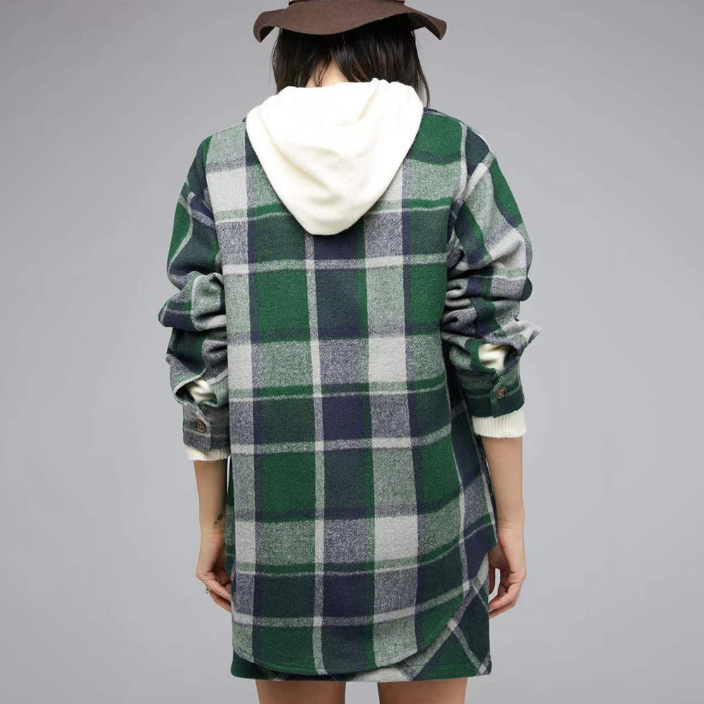 Plaid Charm Oversized Shirt-Jacke für Damen