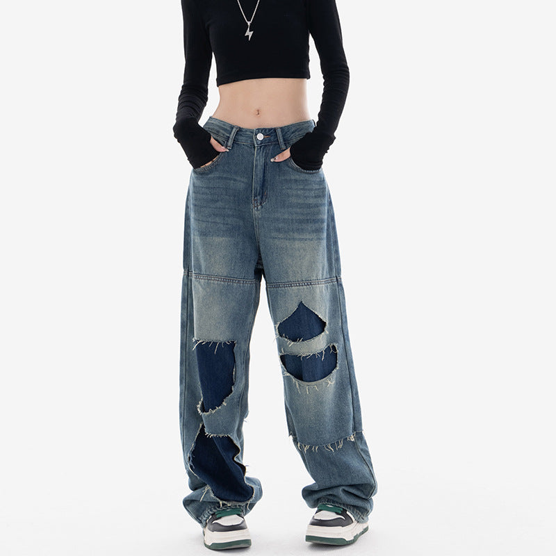 Zerrissene Lose Jeans für Damen