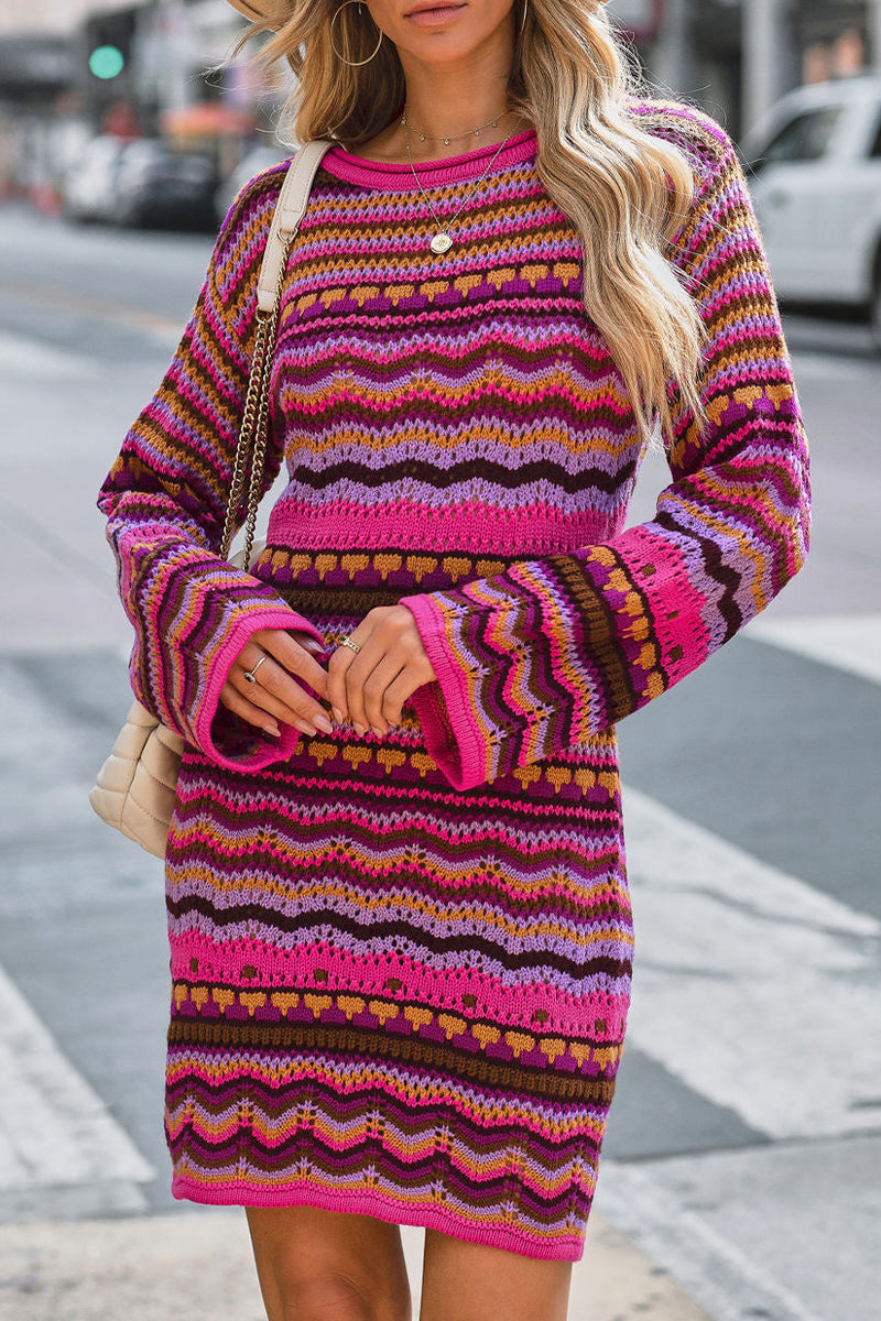 Buntes Strickkleid für Damen