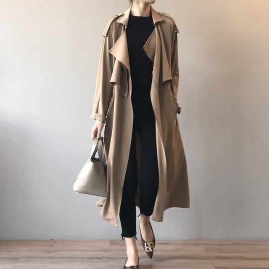 Damen Retro Baggy-Trenchcoat