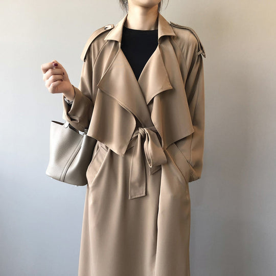 Damen Retro Baggy-Trenchcoat