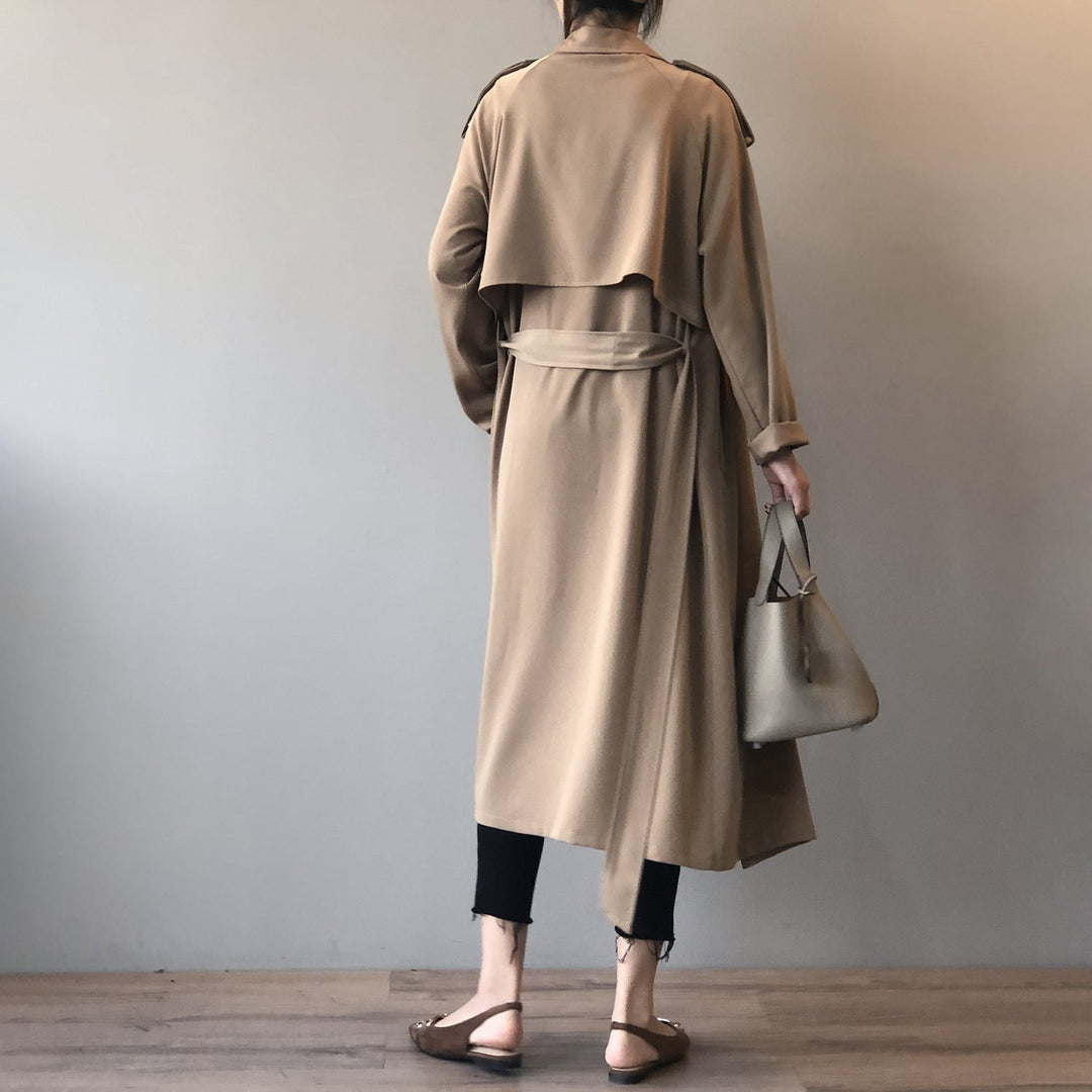 Damen Retro Baggy-Trenchcoat