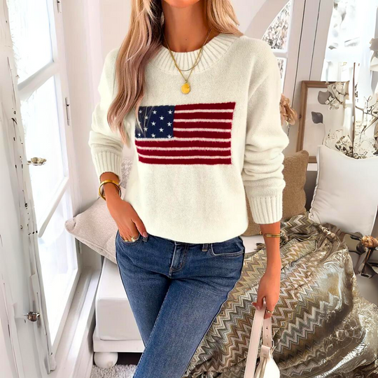 Flaggenmuster Strickpullover für Damen