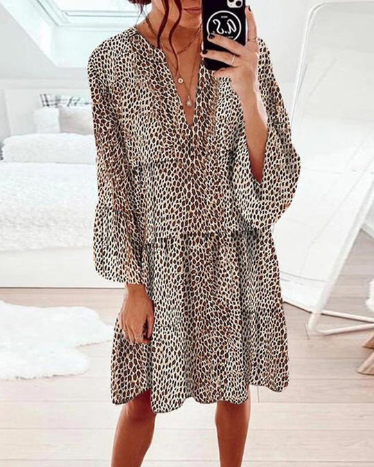 Damen Leopard Kleid