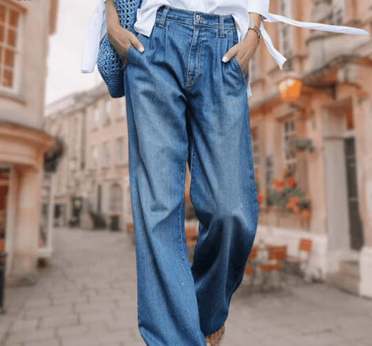 Weit geschnittene Denim-Jeans für Damen