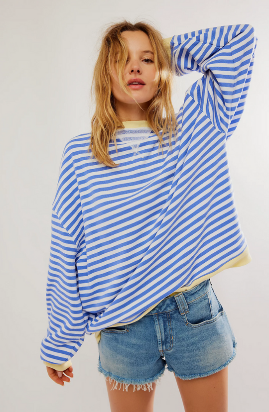 Damen Oversized Gestreiftes Sweatshirt