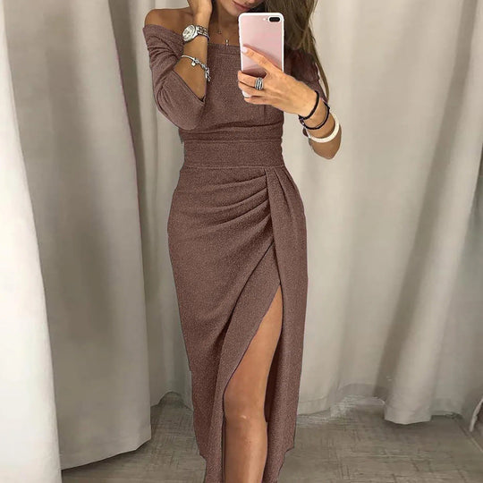 Hochgeschnittenes schulterfreies Partykleid für Damen