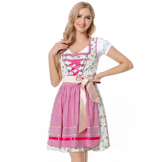 Damen-Dirndlkleid mit Spitzen und Blumenmuster für das Oktoberfest