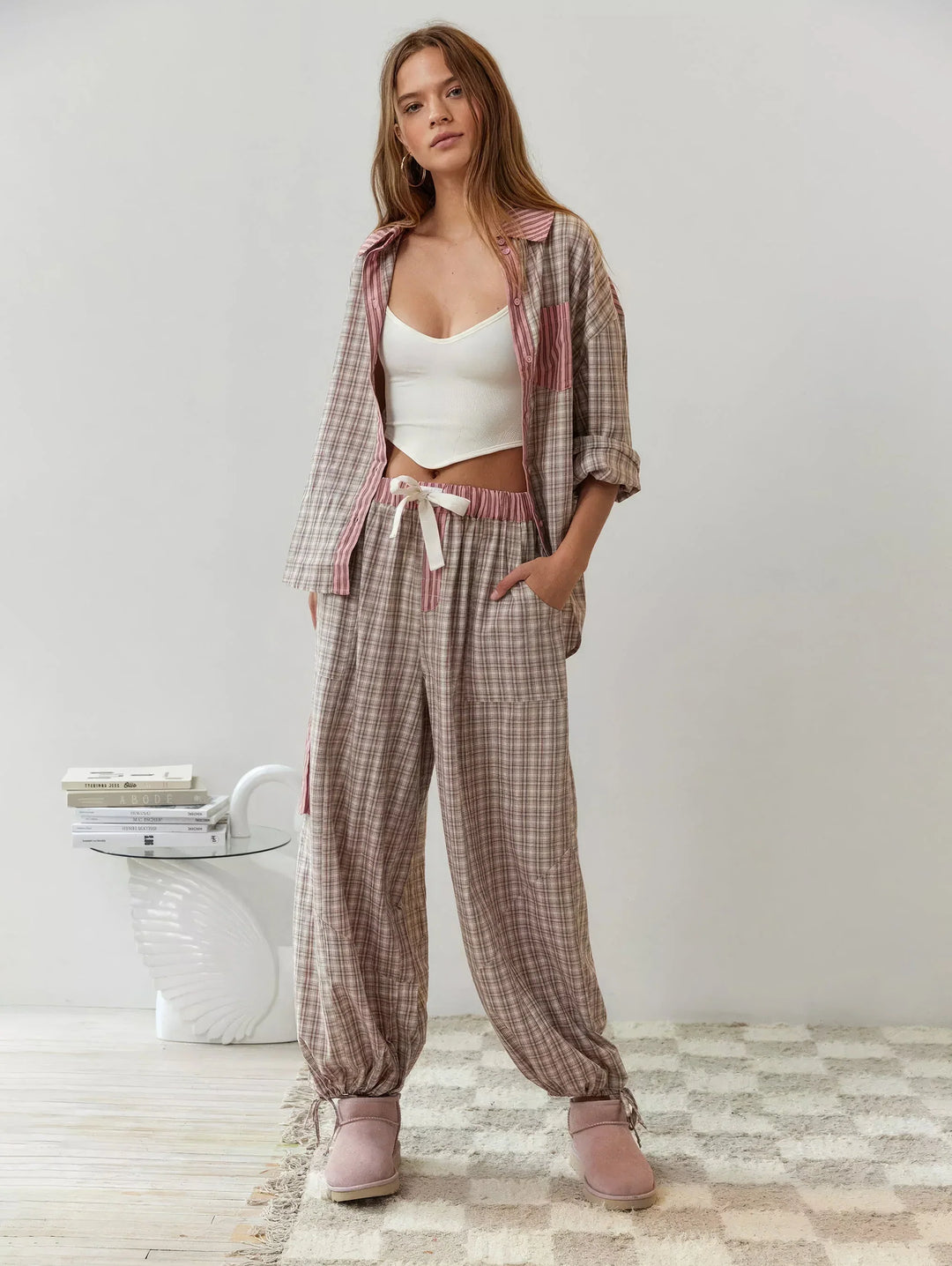 Pyjama-Set kariert für Damen