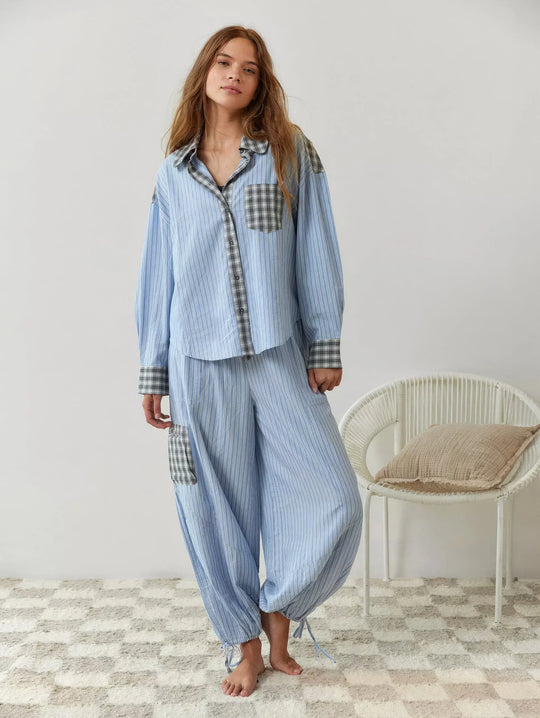 Pyjama-Set kariert für Damen