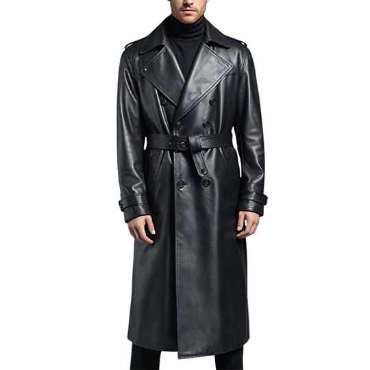Knielanger, zweireihiger Trenchcoat für Herren