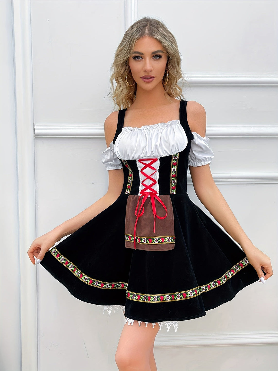 Schwarzes Oktoberfest Bier-Dirndlkleid für Damen