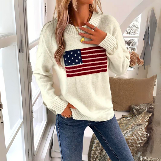 Flaggenmuster Strickpullover für Damen