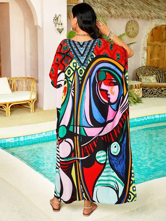 Kaftan-Kleid in Übergröße für Damen