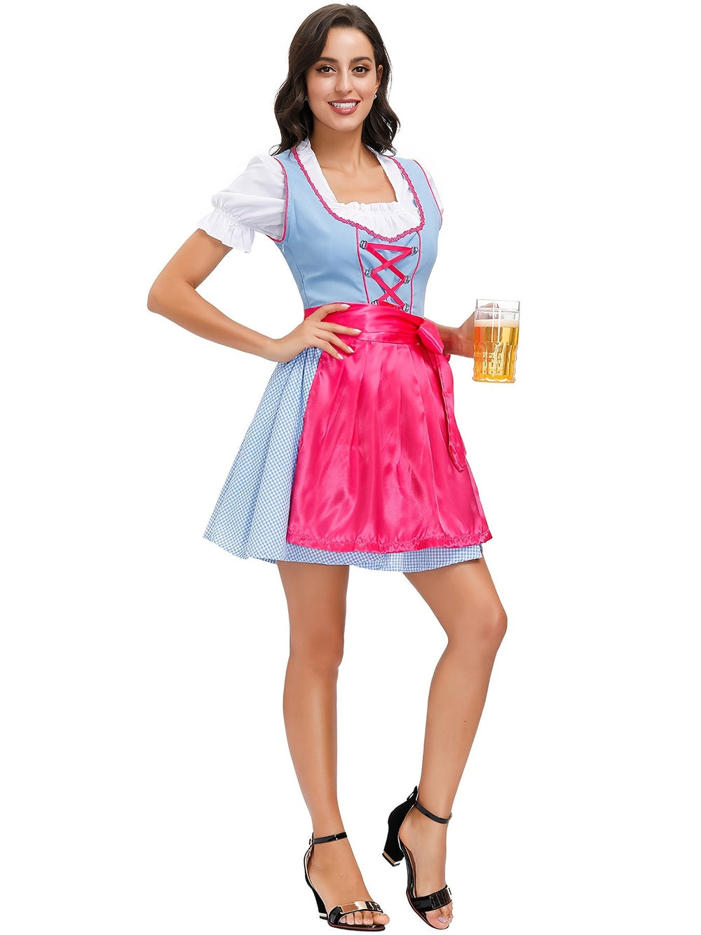 Blaues Oktoberfest Bierdirndlkleid für Damen