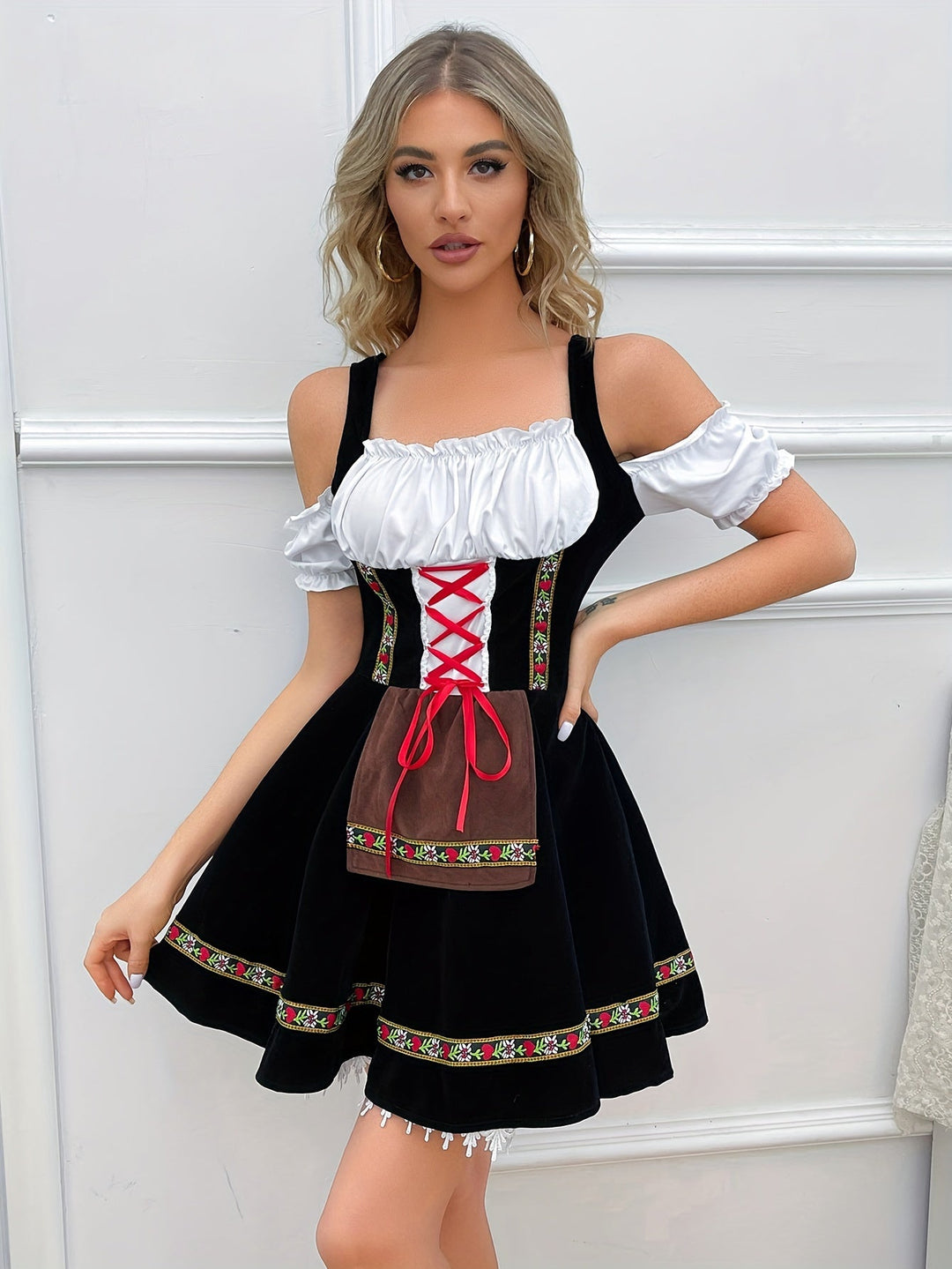 Schwarzes Oktoberfest Bier-Dirndlkleid für Damen