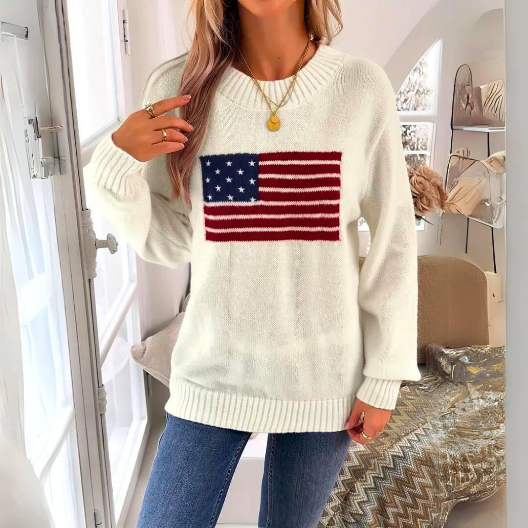 Flaggenmuster Strickpullover für Damen