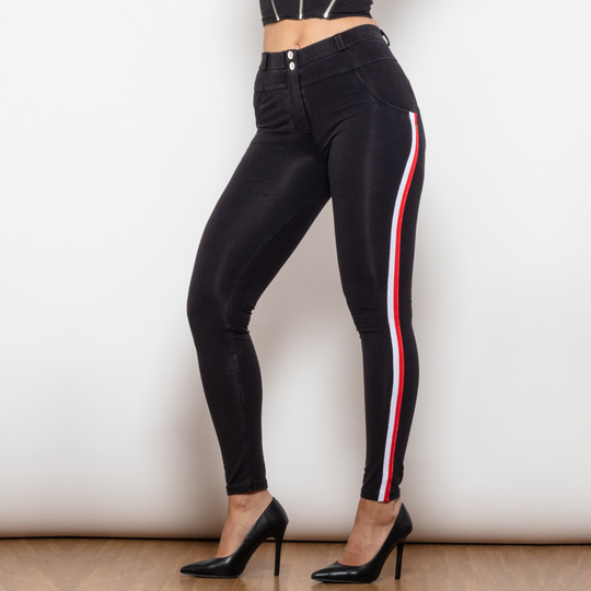 Röhrenjeans mit Weiß und Rot gestreift für Damen