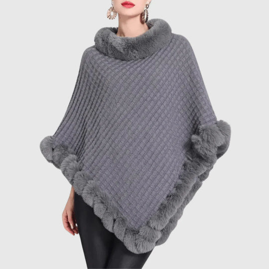 Damen-Rollkragenponcho