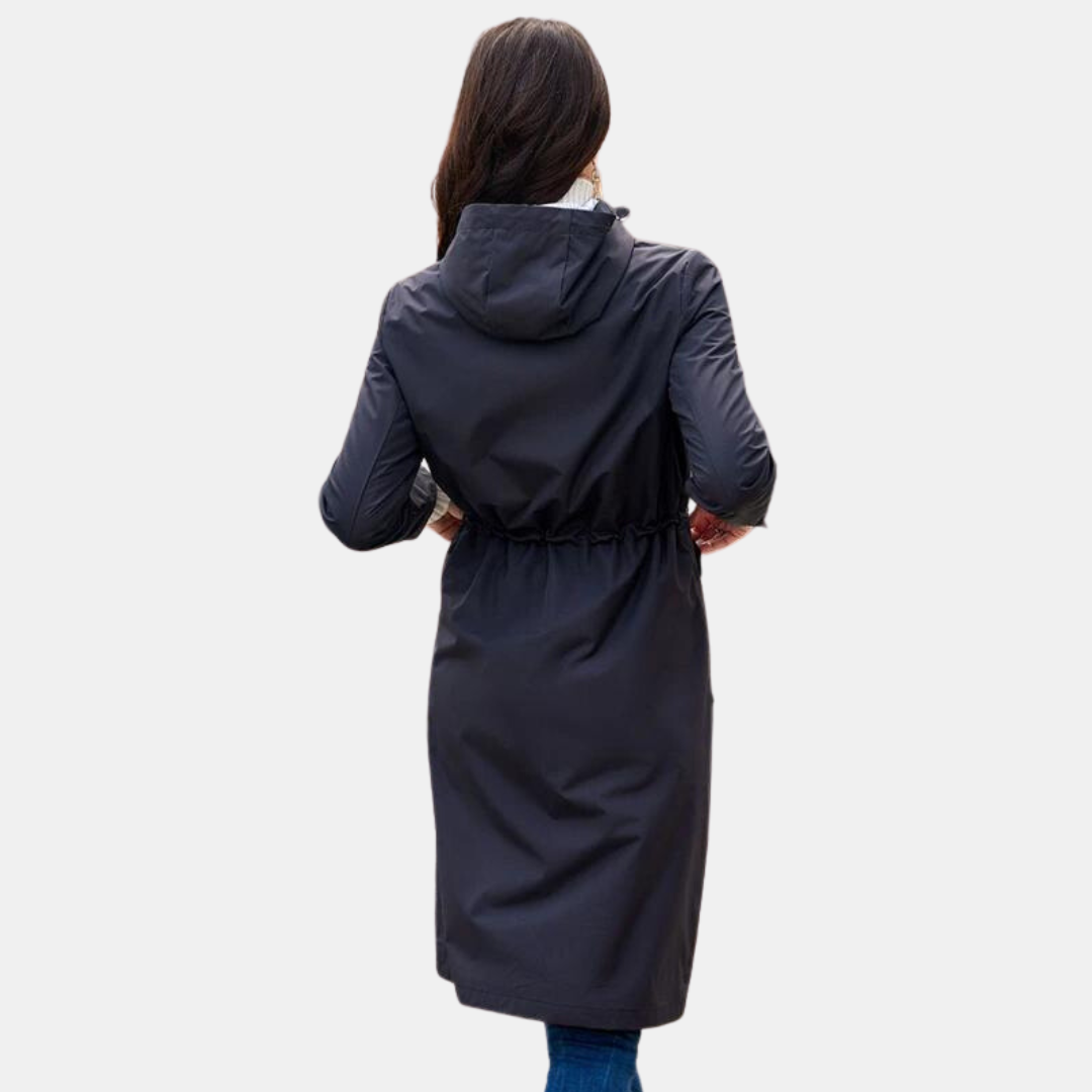 Langer Trenchcoat mit Kapuze für Damen