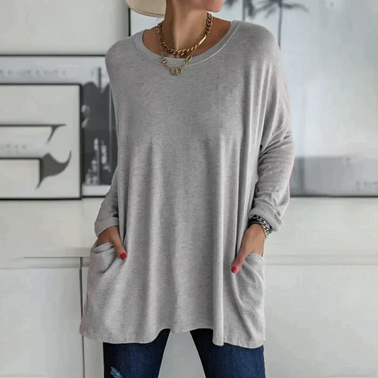 Langärmeliger Rundhals-Pullover für Damen