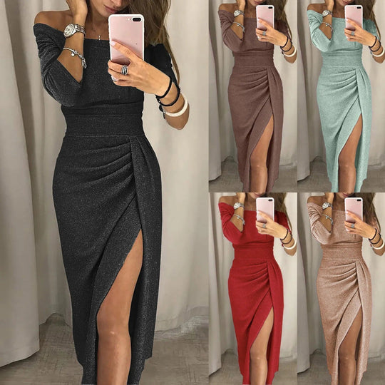 Hochgeschnittenes schulterfreies Partykleid für Damen