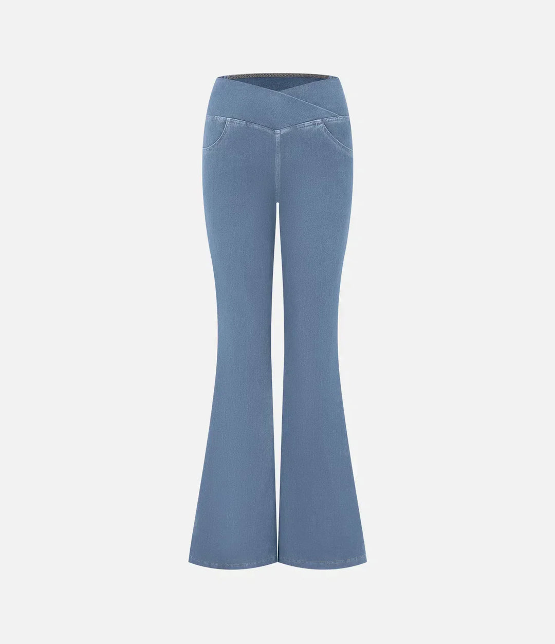 Damen-Hochtaillierte Retro-Flare-Hose mit Überkreuzbund