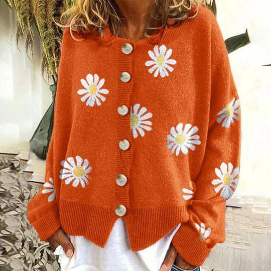 Damen-Cardigan mit Gänseblümchen-Design