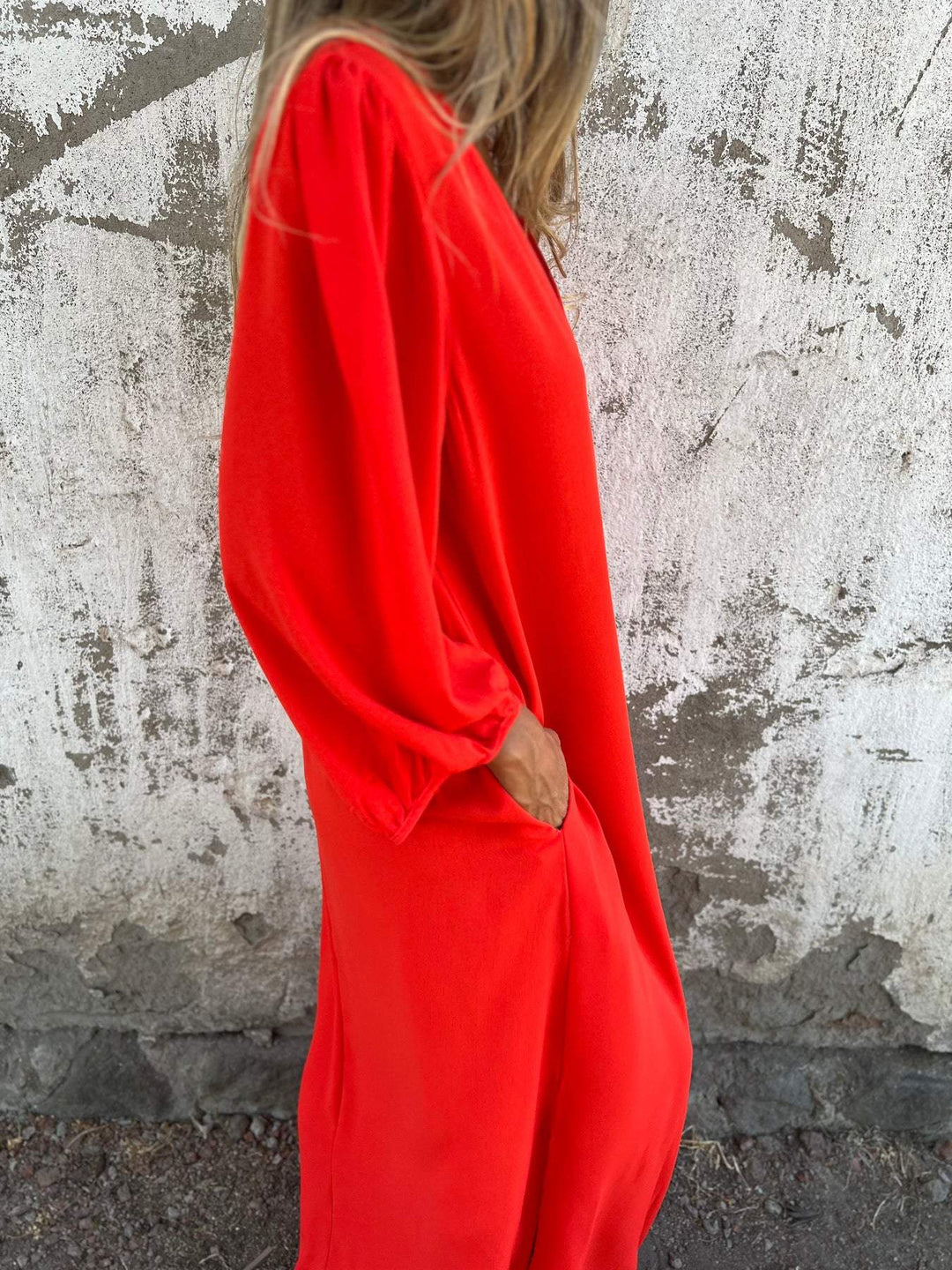 Elegantes Damen V-Ausschnitt Maxikleid