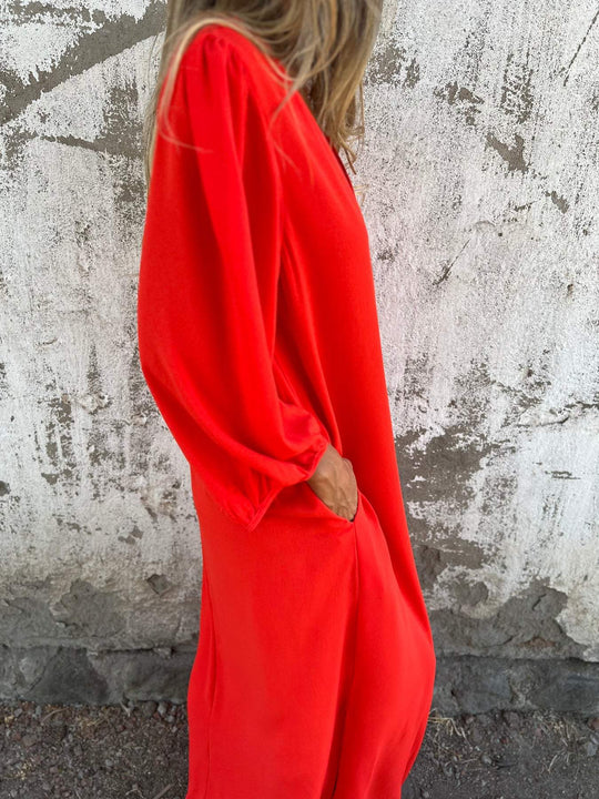 Elegantes Damen V-Ausschnitt Maxikleid
