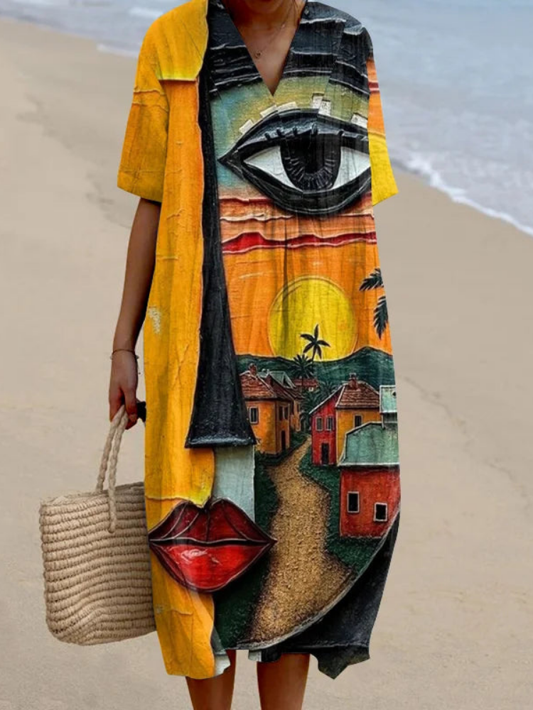 Lässiges Baumwoll Damen Sommerkleid