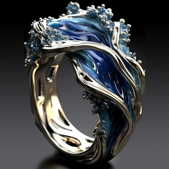 Vintage Goldener Wellenförmiger Damen Ring