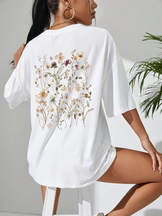 Florales Damen Baumwoll T-Shirt
