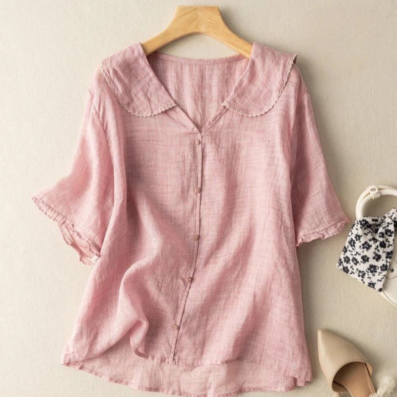 Luftige Damen Leinen Bluse