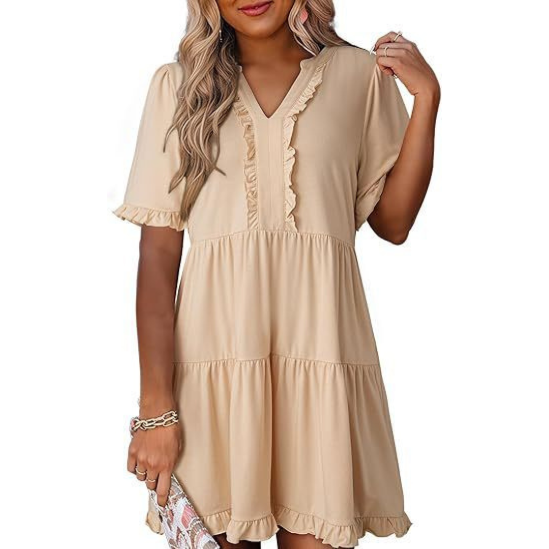 Casual V-Ausschnitt Damen Minikleid