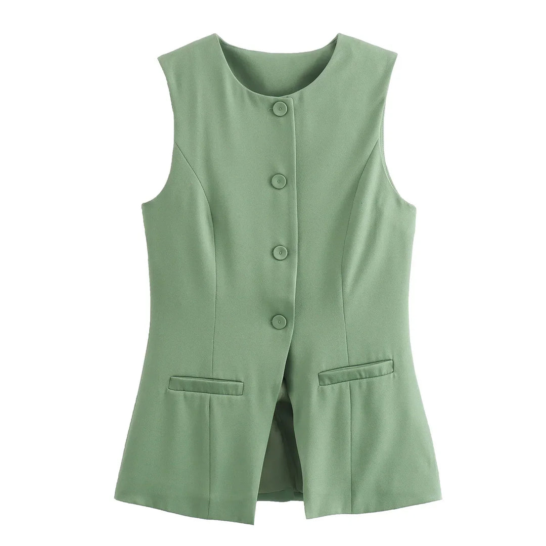 Elegantes Damen Zweiteiler-Set Vintage Kurzarm Knopfleiste