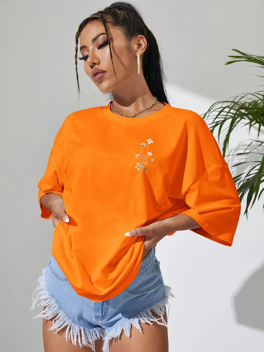 Florales Damen Baumwoll T-Shirt