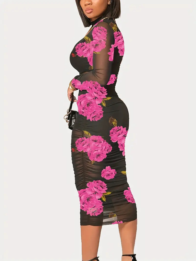 Floral gemustertes Cover Up Kleid für Damen